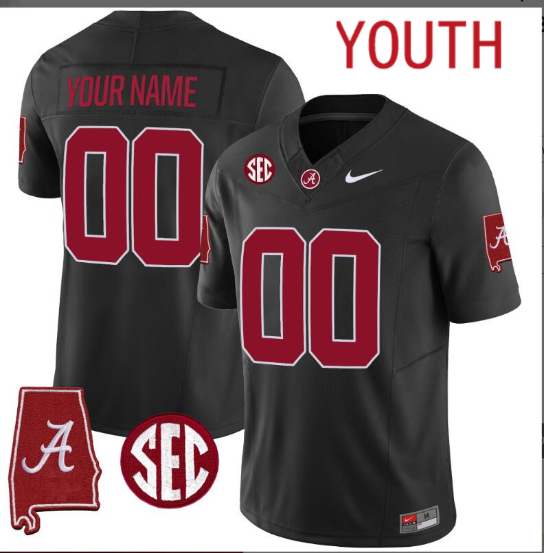 Youth Alabama Crimson Tide Vapor Limited black Custom 2024 Nike NCAA Jersey 2